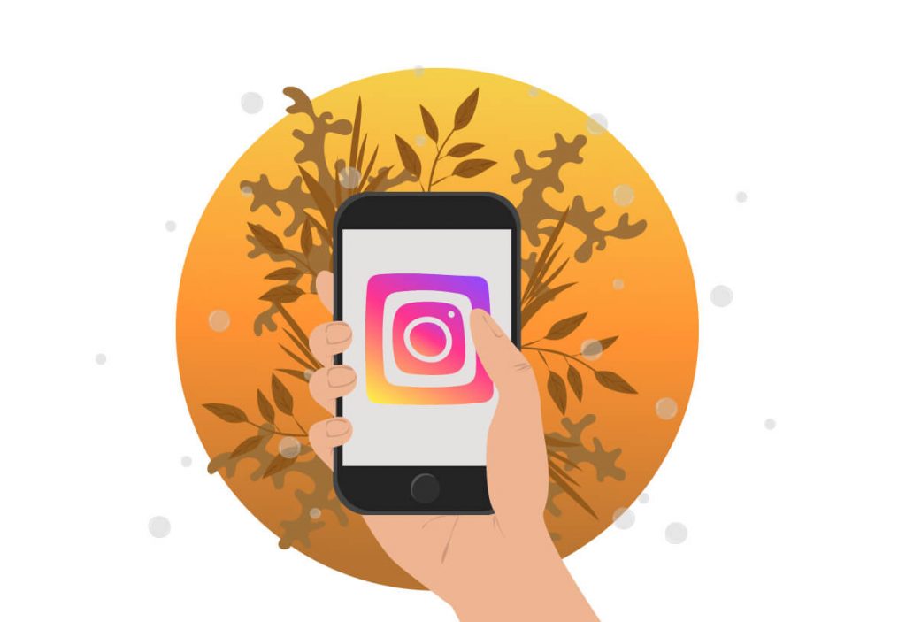 Illustration af Instagram logoet i en mobiltelefon